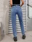 Casual High Waist Women Jeans 2021 Navy Blue Denim Bottoms Pants