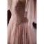 Charmant Rougissant Rose Perlage Paillettes Robe De Soirée 2023 Princesse Encolure Dégagée Manches Courtes Dos Nu Longue Soirée Robe De Ceremonie