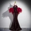 Charmant Bordeaux Paillettes Robe De Bal 2024 Trompette / Sirène Titulaire Dos Nu Noeud Manches Courtes Longue Promo Robe De Ceremonie