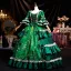 Medieval Vintage / Retro Dark Green Lace Flower Sequins Bow Prom Dresses 2025 Ball Gown Square Neckline Bell sleeves Floor-Length / Long Prom Formal Dresses