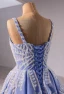High-end Pool Blue Sequins Prom Dresses 2024 A-Line / Princess Spaghetti Straps Sleeveless Backless Floor-Length / Long Prom Formal Dresses