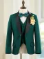 Fall Winter Dark Green Long Sleeve 6-piece Boys Wedding Suits 2025 Body Jewellery Coat Pants Shirt Tie Vest