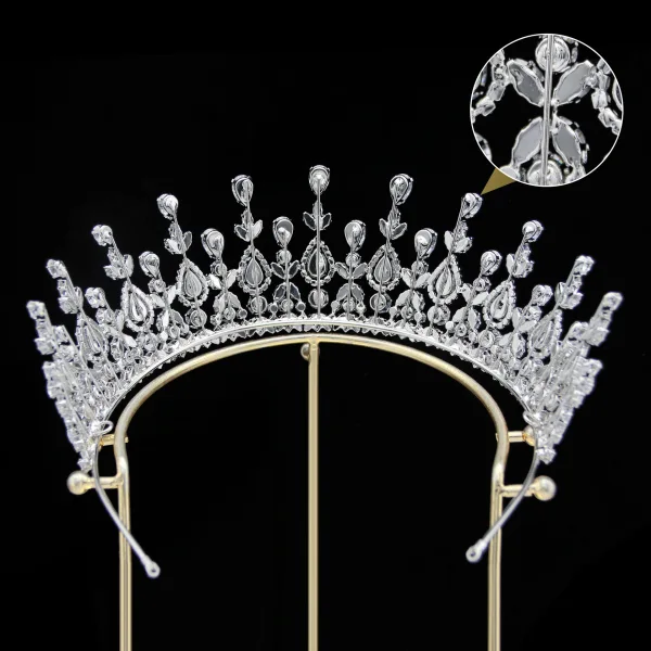 Baroque Silver Rhinestone Wedding Bridal Hair Accessories Tiara 2024 Alloy