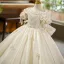 Y2K-Inspired Ivory Beading Crystal Appliques Birthday Flower Girl Dresses 2026 Ball Gown Scoop Neck Short Sleeve Bow