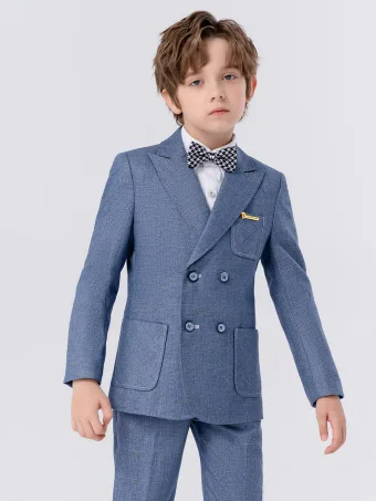 Pool Blue 6 Piece Long Sleeve Wedding Boys Wedding Suits 2024 Body Jewellery Coat Pants Shirt Tie Vest
