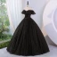 Charming Black Glitter Pearl Rhinestone Prom Dresses 2023 Ball Gown Off-The-Shoulder Sleeveless Backless Floor-Length / Long Prom Formal Dresses