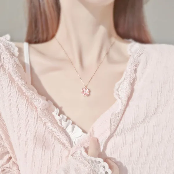 Mode Rosa Guld Blomma Saterling Silver Bal Tillbehör Halsband 2023