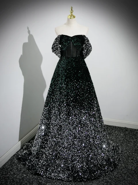 Glitzernden Multifarben Pailletten Schwarz Abendkleider 2023 A Linie Bandeau Ärmellos Rückenfreies Sweep / Pinsel Zug Abend Festliche Kleider