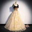 Charming Champagne Prom Dresses 2022 A-Line / Princess Spaghetti Straps Rhinestone Tassel Sleeveless Backless Floor-Length / Long Formal Dresses