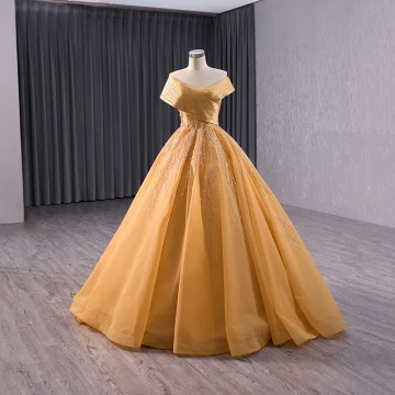 Elegante Gold Perlenstickerei Pailletten Ballkleider 2024 Ballkleid Off Shoulder Ärmellos Rückenfreies Sweep Pinsel Zug Ball Festliche Kleider