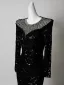 Sparkly Black Sequins Rhinestone Evening Dresses 2026 Trumpet / Mermaid Scoop Neck Long Sleeve Floor-Length / Long Formal Dresses