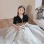 Elegant Black Prom Flower Girl Dresses 2022 Ball Gown V-Neck Short Sleeve Beading Sequins Floor-Length / Long Flower Girl Dresses