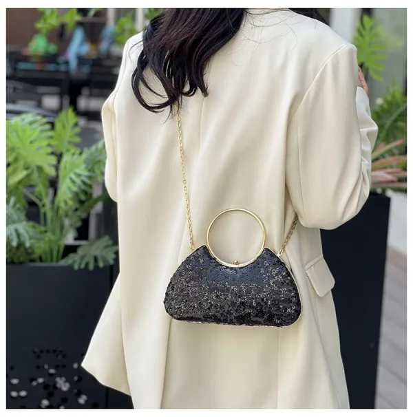 Sparkly Sølv Paljetter Aften Clutch Veske 2025