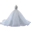 Luxury / Gorgeous White Handmade  Beading Pearl Sequins Wedding Dresses 2023 Ball Gown Halter Sleeveless Backless Floor-Length / Long Wedding