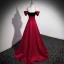 Charming Burgundy Rhinestone Satin Evening Dresses Backless 2023 A-Line / Princess Spaghetti Straps Short Sleeve Floor-Length / Long Evening Party Formal Dresses