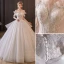 Vintage / Retro Charming Ivory Beading Sequins Wedding Dresses 2022 Ball Gown Off-The-Shoulder Short Sleeve Backless Royal Train Wedding