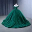 Luxury / Gorgeous Dark Green Handmade  Beading Sequins Appliques Prom Dresses 2023 Ball Gown Off-The-Shoulder Sleeveless Backless Court Train Prom Formal Dresses