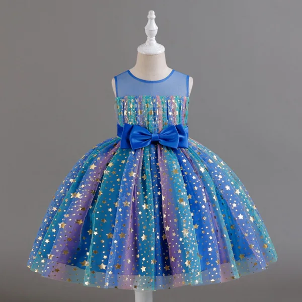 Bling Bling Blushing Pink Star Sequins Birthday Short Flower Girl Dresses 2024 Ball Gown Scoop Neck Sleeveless Bow Sash