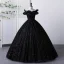 Elegant Black Sequins Prom Dresses Ball Gown 2023 Off-The-Shoulder Short Sleeve Backless Floor-Length / Long Formal Dresses