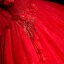 Elegant Red Beading Lace Flower Appliques Prom Dresses 2023 Ball Gown Spaghetti Straps Rhinestone Short Sleeve Backless Floor-Length / Long Prom Formal Dresses