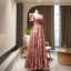 Elegant Burgundy Floral Prom Dresses 2022 A-Line / Princess Satin Square Neckline Pearl Puffy Short Sleeve Backless Floor-Length / Long Prom Formal Dresses