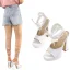 Chic / Beautiful White Cocktail Party Womens Sandals 2023 Ankle Strap 14 cm Stiletto Heels Open / Peep Toe High Heels Sandals