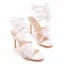 Sexy Charmant Weiß Applikationen Knöchelriemen Brautschuhe 2023 10 cm Stilettos Peeptoes Hochzeit Sandaletten Hochhackige