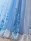 Chic / Beautiful Sky Blue Appliques Lace Flower Prom Dresses 2024 Ball Gown V-Neck Short Sleeve Backless Floor-Length / Long Prom Formal Dresses