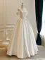 Elegant High-end Ivory Handmade  Beading Lace Flower Satin Wedding Dresses 2026 A-Line / Princess Strapless Sleeveless Backless Floor-Length / Long