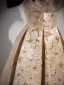 Chic / Beautiful Champagne Rhinestone Tassel Printing Prom Dresses 2023 A-Line / Princess Off-The-Shoulder Sleeveless Backless Floor-Length / Long Formal Dresses