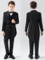 Black 5-piece Long Sleeve Boys Wedding Suits 2024 Coat Pants Shirt Tie Vest