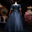 Vintage / Retro Medieval Navy Blue Lace Flower Rhinestone Sequins Prom Dresses 2026 Ball Gown Square Neckline Short Sleeve Floor-Length / Long Prom Formal Dresses