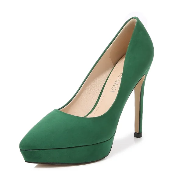 Modest / Simple Black Evening Party Suede Pumps 2023 12 cm Stiletto Heels Pointed Toe Pumps High Heels