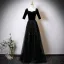 Vintage / Retro Navy Blue Star Sequins Floor-Length / Long Mother Of The Bride Dresses 2025 A-Line / Princess Square Neckline Short Sleeve Backless