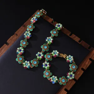 Vintage Lime Grønn Rhinestone Legering Blomst Ball Øredobber Halskjeder Armbånd 2025