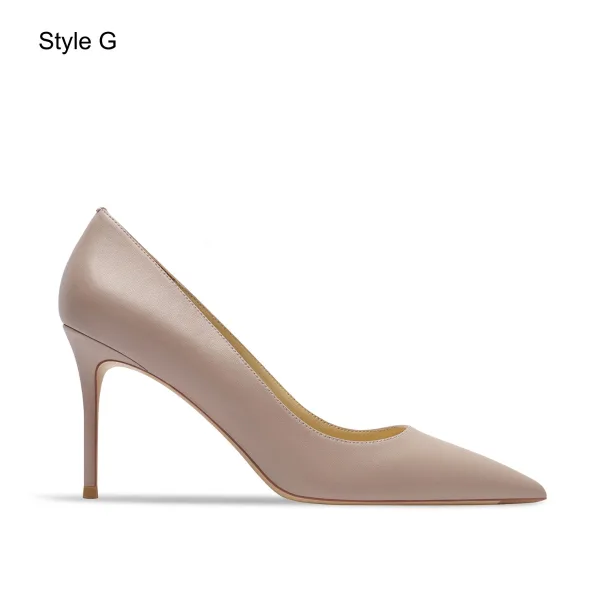 Chic / Beautiful Nude Leather Handmade  Evening Party Pumps 2024 8 cm Stiletto Heels Pointed Toe Pumps High Heels