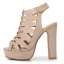Inhabituel Beige Cocktail Sandales Femme 2022 Bride Cheville 12 cm Talons Épais Peep Toes / Bout Ouvert Sandales Talons Hauts
