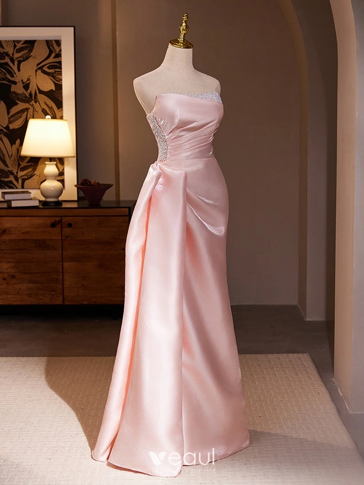 Pearl pink satin dress best sale