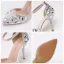 Glitzernden Silber Strass Brautschuhe 2023 Knöchelriemen 9 cm Stilettos Spitzschuh Hochzeit Sandaletten Hochhackige