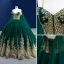 High End Dunkelgrün Perle Pailletten Ballkleider 2022 Ballkleid Spaghettiträger Ärmellos Rückenfreies Königliche Schleppe Ball Festliche Kleider