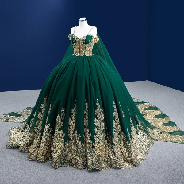 High End Dunkelgrün Perle Pailletten Ballkleider 2022 Ballkleid Spaghettiträger Ärmellos Rückenfreies Königliche Schleppe Ball Festliche Kleider