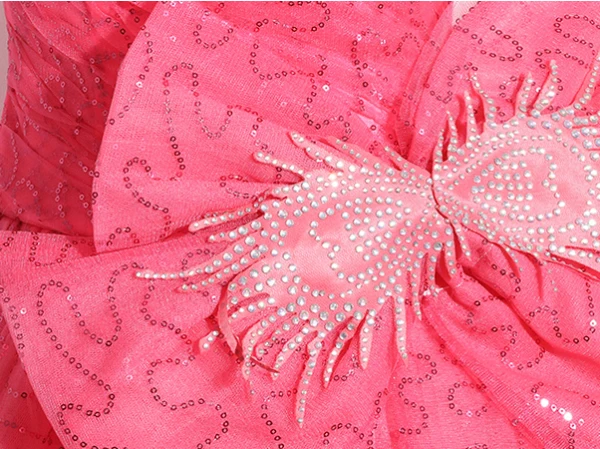 Chic / Beautiful Watermelon Rhinestone Sequins Prom Dresses 2024 Ball Gown Strapless Sleeveless Backless Floor-Length / Long Prom Formal Dresses
