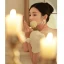 Elegant Ivory Pearl Appliques Prom Dresses 2022 A-Line / Princess Square Neckline Short Sleeve Backless Floor-Length / Long Prom Formal Dresses