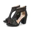 Vintage / Originale Noire Vêtement de rue Percé Sandales Femme 2022 8 cm Talons Épais Peep Toes / Bout Ouvert Sandales Talons Hauts
