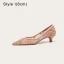 Elegante Rosa Spitze Blumen Durchsichtige Brautschuhe 2022 Leder 3 cm Stilettos Spitzschuh Hochzeit Pumps Hochhackige