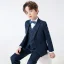 Modern / Fashion Navy Blue Long Sleeve 5-piece Boys Wedding Suits 2023 Wedding Coat Pants Shirt Tie Vest