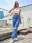 Ripped Women Denim Jeans 2021 Ocean Blue Straight Pants Floor-Length / Long Bottoms Street Wear