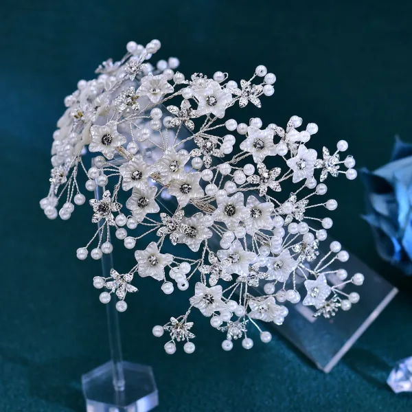 Sjarmerende Hvit Perle Rhinestone Legering Bryllup Har Tilbehor 2024
