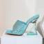 Summer Fashion Pool Blue Street Wear Rhinestone Womens Sandals 2022 9 cm Crystal Stiletto Heels Open / Peep Toe Sandals High Heels