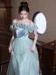 Chic / Belle Vert Citron Perlage Paillettes Robe De Bal 2025 Princesse Encolure Dégagée Manches Courtes Longue Promo Robe De Ceremonie